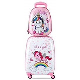 Set Maleta Y Mochila De Unicornio Para Niñas Viaje Goplus