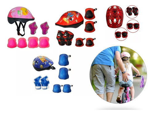 Kit Infantil Capacete Proteção Bicicleta Patins Skate Bike