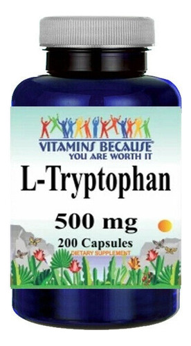 Vitamins Because L-tryptophan Triptofano 500mg 200cáps Impor