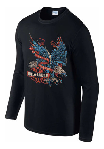 Playera Harley Davidson, Manga Larga 100% Algodón Rider