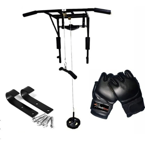 Kit Maquina Gimnasio Ejercicio Pesas Polea + Guantes Mma