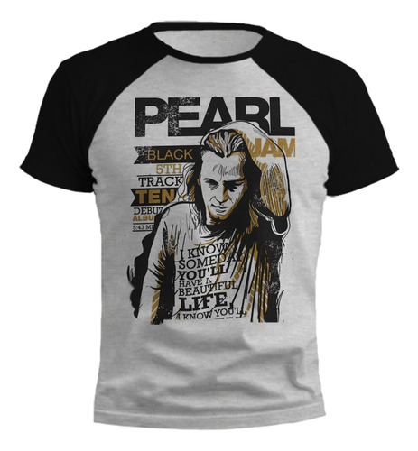 Remera Pearl Jam Art Gris Ranglan
