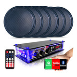 Kit Som Ambiente 6 Arandelas Pretas 6'' C/ Receiver Bt