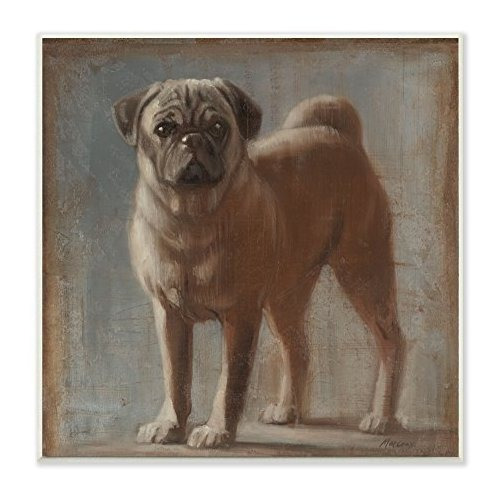 Stupell Home D Cor Vintage Pug - Placa De Pared (30 X 0,2 X 