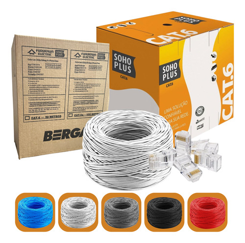 Cabo Rede 100m Furukawa Cat6 U/utp 24awg +30 Conector Rj45