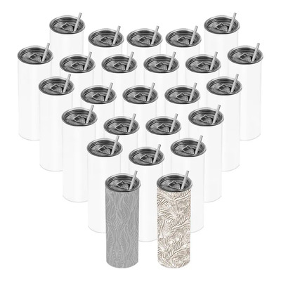 25pcs Vaso Térmico Skinny 20oz Blanco Para Sublimar Con Tapa | Meses sin interés