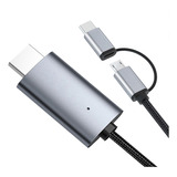 Cabo Adaptador Micro Usbc Hdmi Mirascreen Ld39 P Cel Sem Mhl