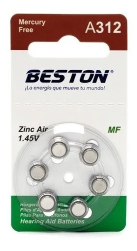 Pilas Audifonos Para Sordera Beston A312 1,45v Sin Mercurio