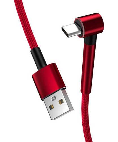 Cable Usb Tipo C 1 Metro 2.4a Mallado Ficha Tipo C 90°