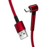 Cable Usb Tipo C 1 Metro 2.4a Mallado Ficha Tipo C 90°