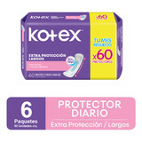 Protector Diario Kotex Protector Diario Largo X60un Pack X6