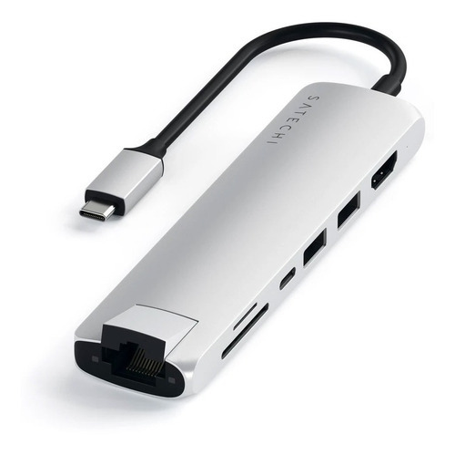 Adaptador Satechi Multiportas Slim P/ Macbook Usb-c Ethernet