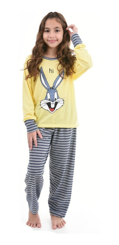 Pijama Longo Infantil Menina Personagem Inverno Manga Longa
