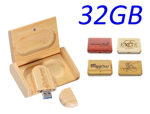 Memoria Usb 32gb Y Estuche En Madera Tu Logo Mayoreo