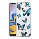 Funda Para Samsung Galaxy A11 -  Transparente Con Mariposas