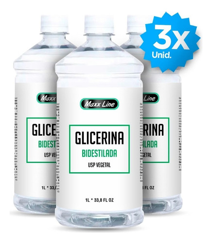 3 Litros Glicerina Bidestilada Usp Vegetal + Laudo E Nf