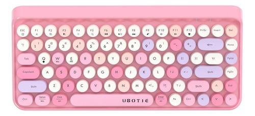 Teclado Ubotie Bluetooth Colorido, Máquina Escribir/rosa