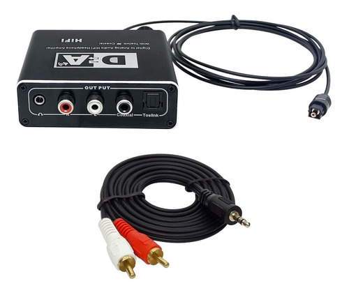 Conversor Spdif Òptico + Cabo Óptico + Cabo P2 / Rca 1,8 Mts