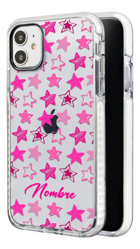 Funda Para iPhone Estrellas Rosas Personalizada Con Nombre