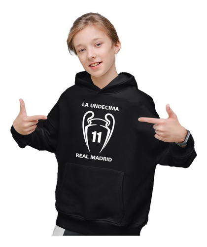 Sudadera Negra Infantil De Fifa La Undecima Real Madrid