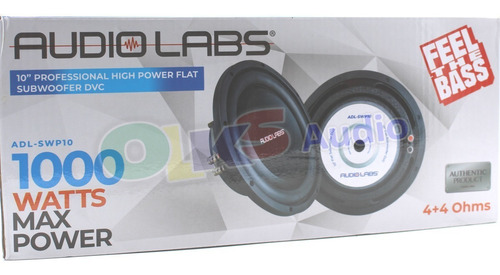 Subwoofer Plano Doble Bobina 4ohm 500w Audio Labs Adl-swp10 Color Negro