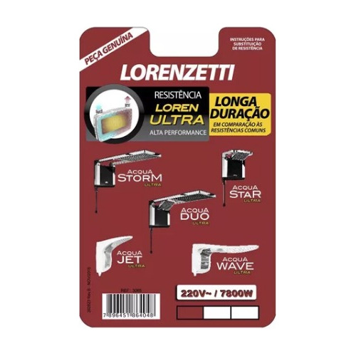 Resistência Chuveiro Acqua Duo Ultra 7800w 220v Lorenzetti