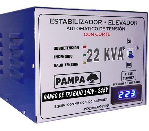 Elevador De Tensión Automático 22 Kva Rango 140v Pampa