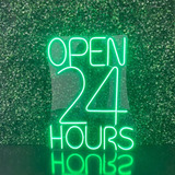 Luminária Placa Painel Neon Led - Open 24 Hours 64x50cm