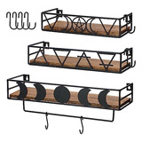 Estante De Pared De Fase Lunar Con 4 Ganchos, Estantes De Pa
