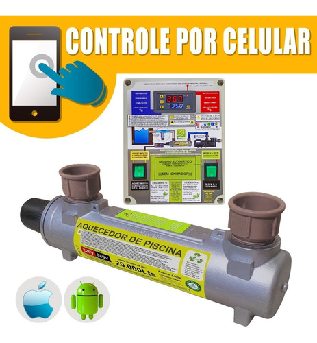 Aquecedor De Piscina Auto Wifi 20.000lts Trifasico 220v 380v