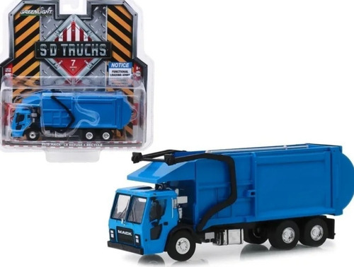 Greenlight 1:64 Camión Recolector Basura Mack Lr 2019 Azul