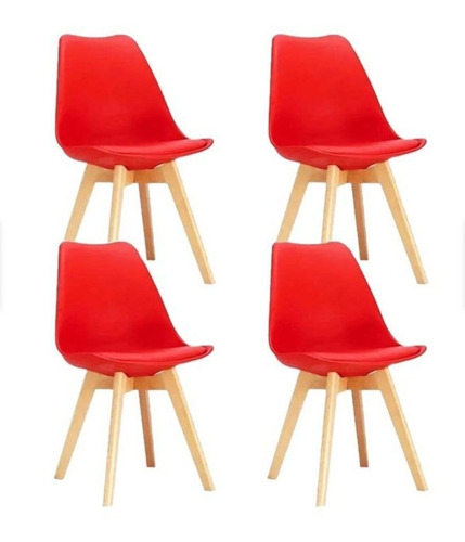 Silla Tulip Eames Roja X4 Unid Importada Premium Cuota 