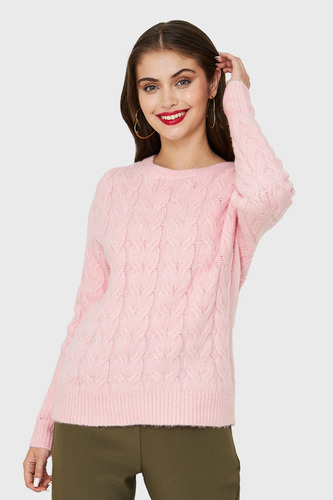 Sweater Trenzado Tipo Lana Rosado Nicopoly
