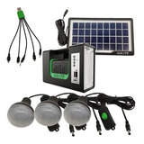 Kit Planta Solar Radio Portatil Linterna 3 Bombillos Camping