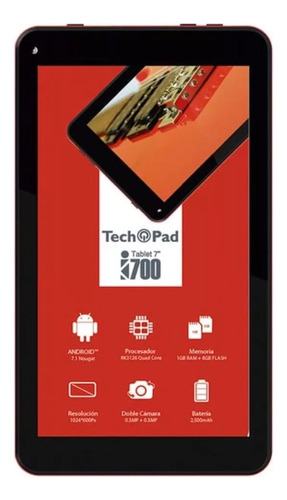 Tablet 7  8gb Roja Y 1gb De Memoria Ram Tech Pad 