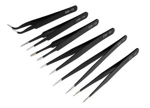 Pinzas Tweezers De Precision Antiestáticas Smd Kit 6 Piezas