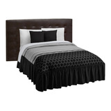 Colcha King Size Con 2 Cojinesdecorativos Zen Negro Gris