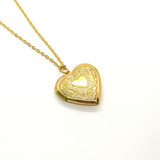 Collar Relicario Corazón Locket Portafoto Acero Baño Oro