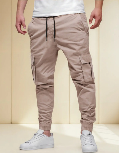 Pantalones Jogger Casual Algodón Twill Multibolsillos Hombre | MercadoLibre