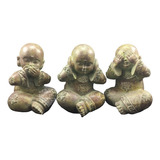 Set 3 Niños Buda Sabios 12cm Deco Feng Shui Zn 