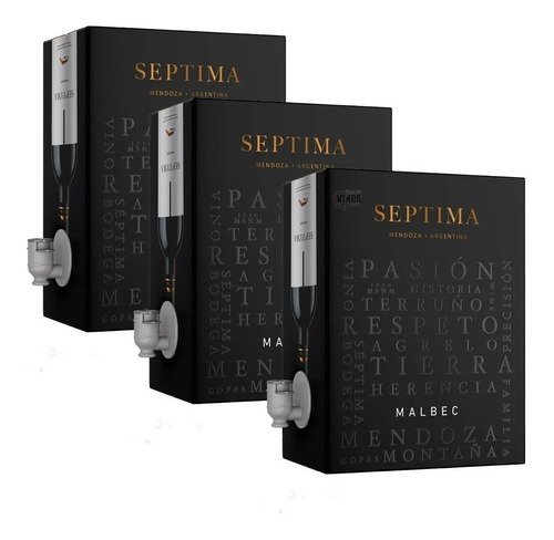 Vinos Septima Malbec Bag In Box 3 Litros Caja Madre X3