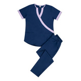 Ambo Oh! Wear Uniforme Médico - Amalia Poly Azul Con Lila