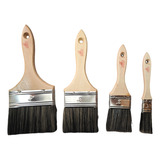 Pack / Set 4 Brochas Planas De Polipropileno Mango Madera B