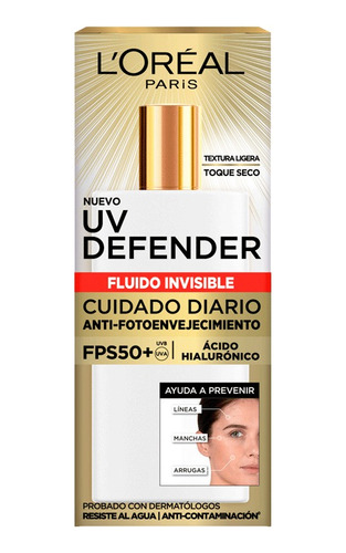 Crema Facial Fluido Invisible Uv Defender fps50+ toque Seco