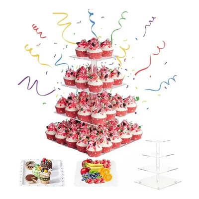 Base Para Postres Cupcakes Bases Pastel Acrilico 4 Nivele | MercadoLibre