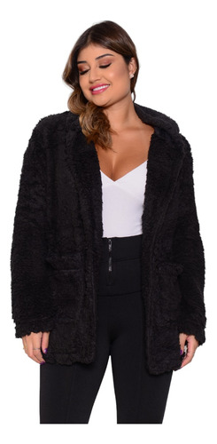 Casaco Sobretudo Com Capuz Teddy Bear Feminino Moda Inverno