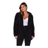 Casaco Sobretudo Com Capuz Teddy Bear Feminino Moda Inverno