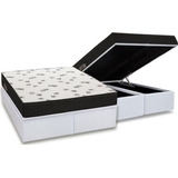 Cama Box Baú Queen: Colchão Espuma Ortobom D45 Light Saúde 