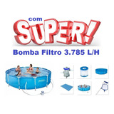 Piscina Bw 6473 L Bomba Filtro 3785 110v Capa Forro Kit Limp