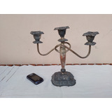 Antiguo Candelabro 2 Brazos Velas Baño Plata Ver Leer